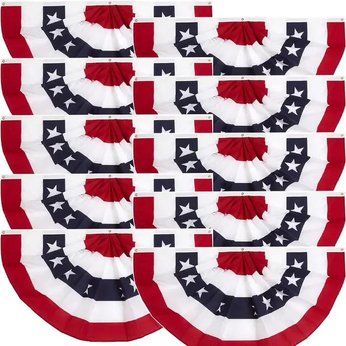 1.5X3 Ft American Bunting Flag – Half Fan Banner Pleated Patriotic Polyester Usa Flag For 4Th Of July Decorations 10Pack