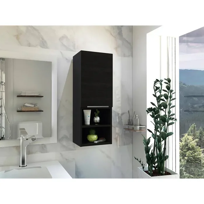11.81 in. W x 32.17 in. H Rectangular Black Surface Mount Medicine Cabinet without Mirror