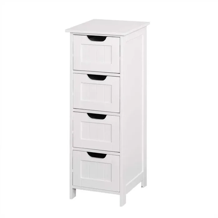 11.9 in. W x 11.9 in. D x 32.7 in. H White Linen Cabinet with 4 Drawers