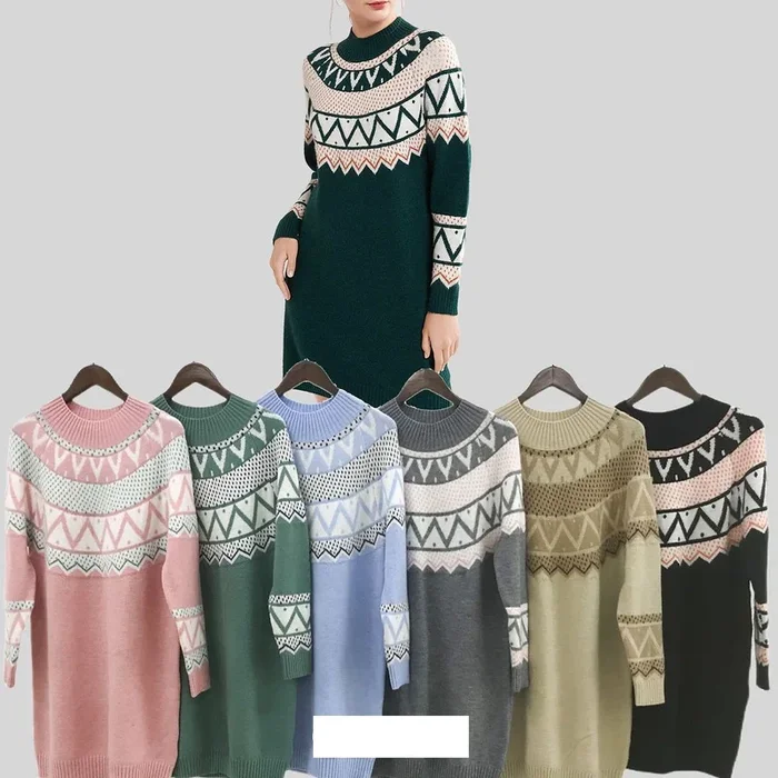 12 Pieces Assorted Color Knitted Cashmere Tribal Design Dresses S/m – Womens Sundresses & Fashion