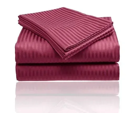 12 Pieces Embossed Stripe Sheet Set Full Size In Burgandy – Bed Sheet Sets