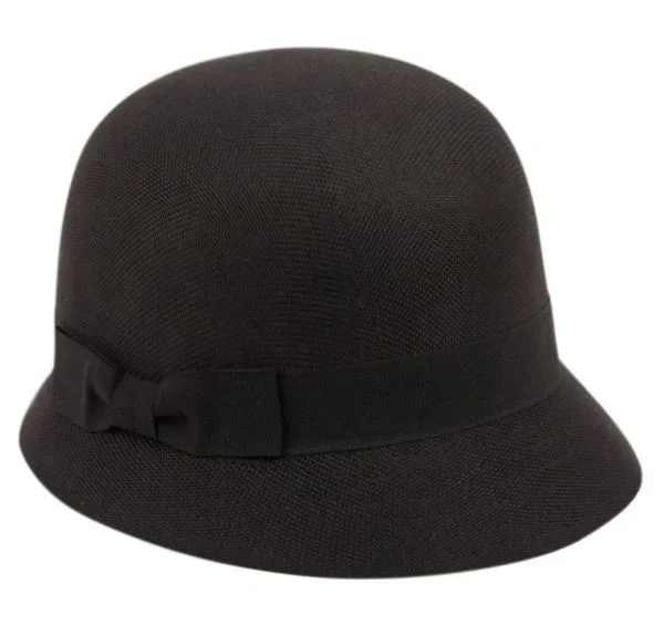 12 Pieces Linen/cotton Cloche Hats With Black Band In Black – Bucket Hats