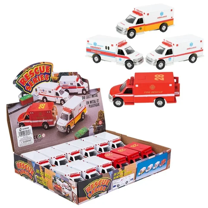 144 pieces 5″ DiE-Cast Pull Back Rescue Ambulance – Car, Planes, Trains & Bikes