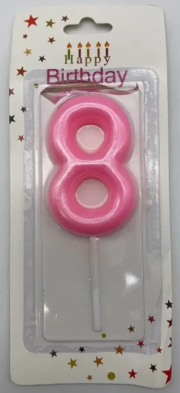 144 Pieces Pink Metallic Birthday Number 8 Candle 4 Inch – Candles & Accessories
