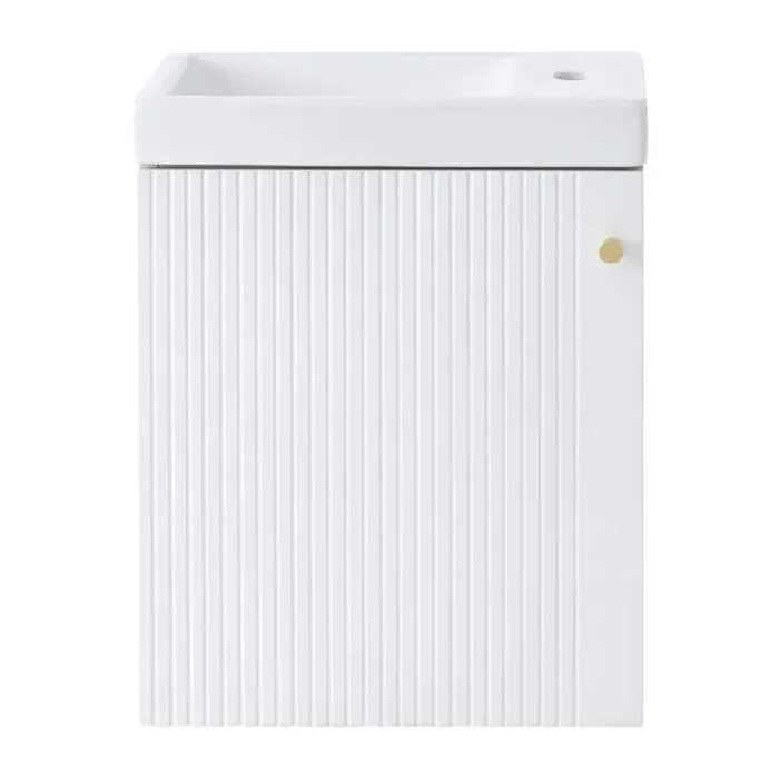 15.94 in. W x 8.66 in. D x 20.5 in. H Wall-Mounted Bath Vanity in White with White Ceramic Basin