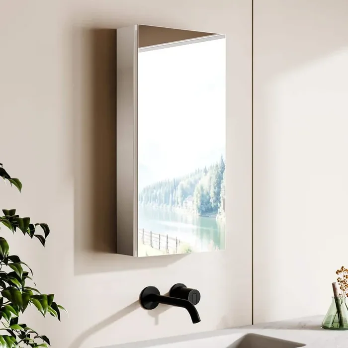 16 in. W x 32 in. H Rectangular Aluminum Recessed/Surface Mount Single Medicine Cabinet with Mirror