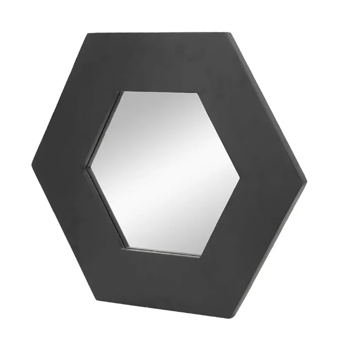 18.50 in. W x 18.50 in. H Hexagon Framed Rectangular Wall Bathroom Vanity Mirror in Black