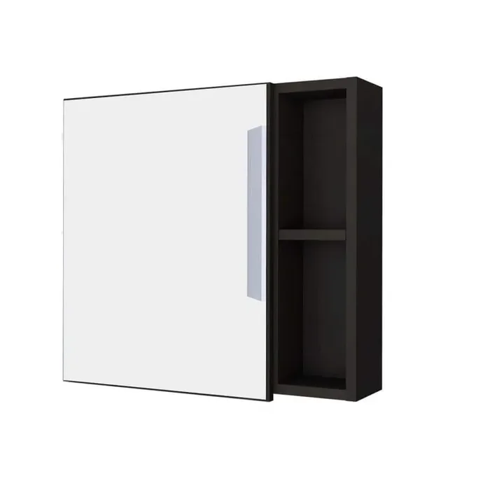 19.6 in. W x 18.6 in. H Black Rectangular Wall Surface Mount Bathroom Storage Medicine Cabinet with Mirror