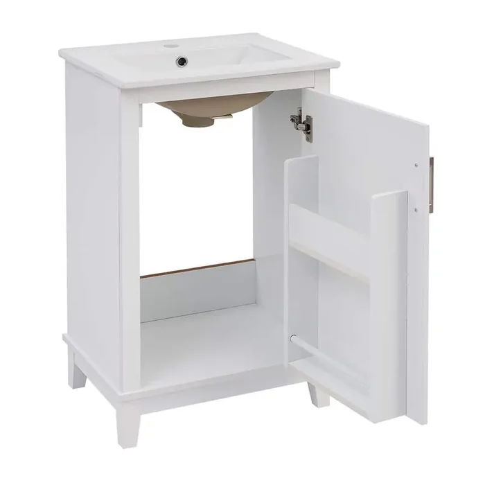 20 in. W x 14.5 in. D x 33.3 in. H Bathroom White Linen Cabinet