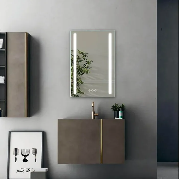 20 in. W x 30 in. H Rectangular Frameless Wall Mount Bathroom Vanity Mirror in Silver with LED and Anti-Fog