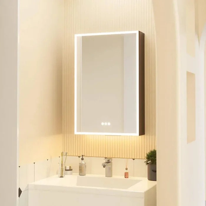 20 in. W x 30 in. H Rectangular Left Aluminum LED Bathroom Medicine Cabinet with Mirror Wall Lighted Storage Cabinet