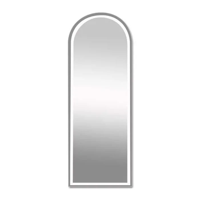 20 in. W x 63 in. H Arched Framed Wall Bathroom Vanity Mirror in Black with Stand, LED Lights