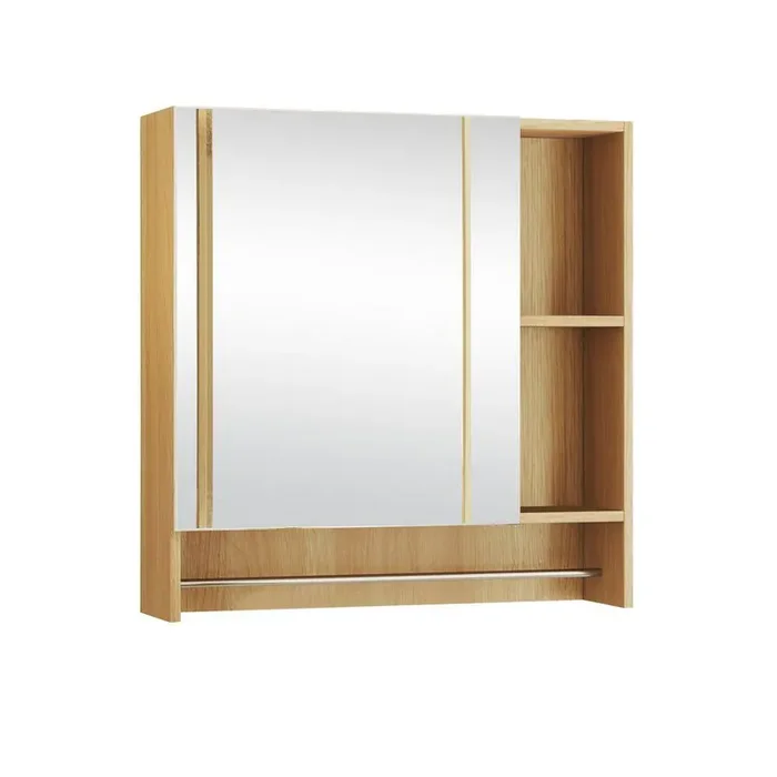 21.6 in. W x 22 in. H Brown Rectangular Bathroom Wall Medicine Cabinet with Mirror, Shelves and Towel Rack