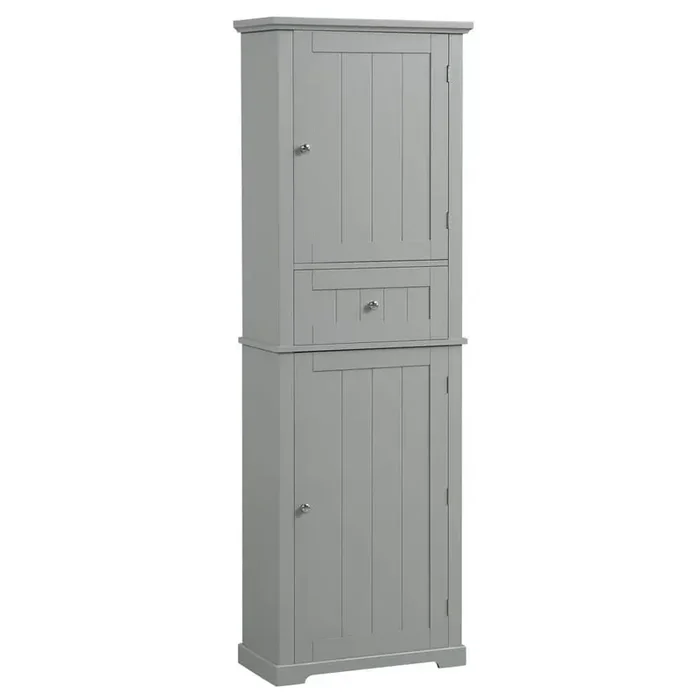 22 in. W x 11 in. D x 67.7 in. H Gray Linen Cabinet with One Drawer and Adjustable Shelf