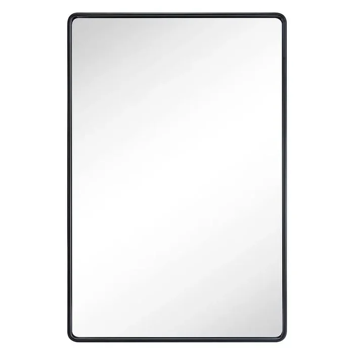 22 in. W x 30 in. H Rectangular Framed Rounded Corner Wall Bathroom Vanity Mirror in Black