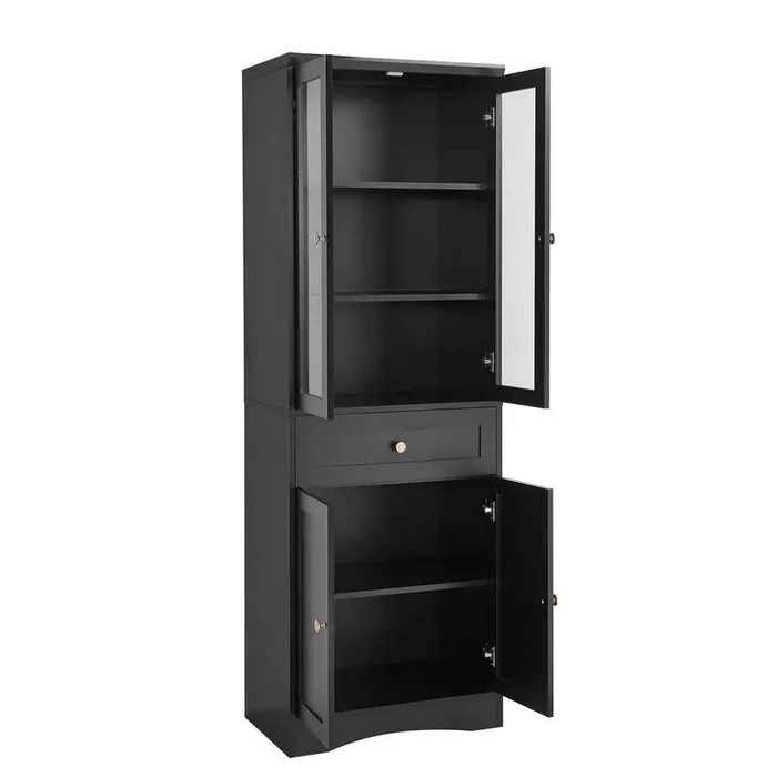 23.3 in. W x 14.5 in. D x 66.9 in. H Bathroom Black Linen Cabinet