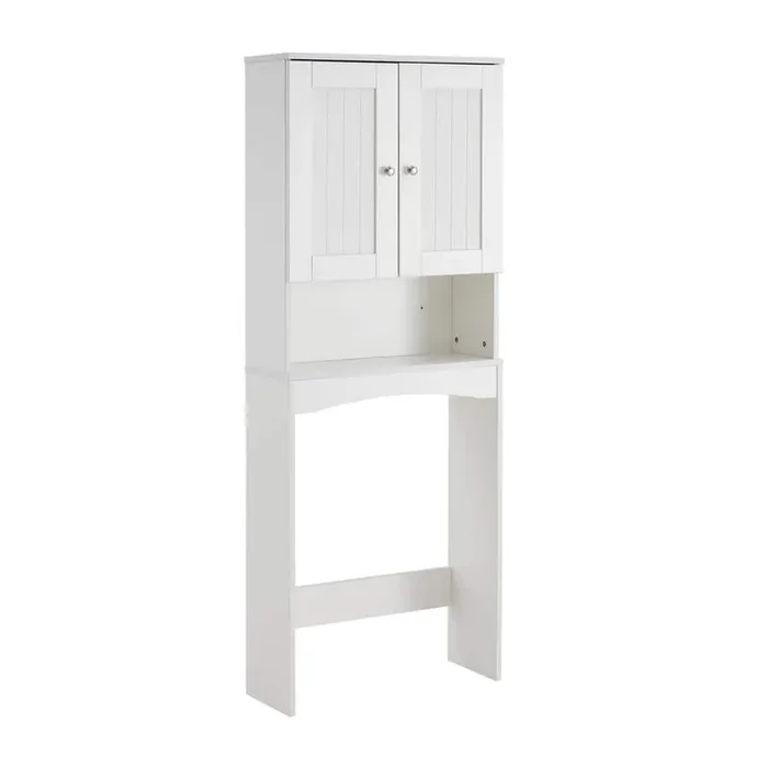23 in. W x 61 in. H x 9 in. D Matte White MDF Bathroom Over-the-Toilet Storage with 3-Shelves, 1-Cabinet and 2-Doors