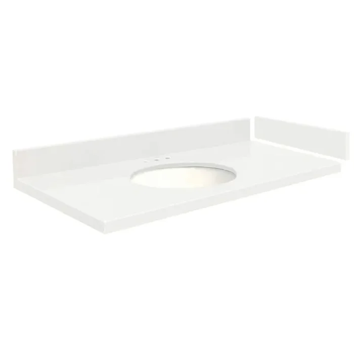 24.5 in. W x 22.25 in. D Quartz Vanity Top in Natural White with White Basin and Widespread