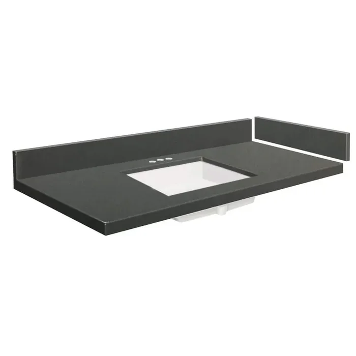 24.5 in. W x 22.25 in. D Quartz Vanity Top in Urban Grey with 4 in. Centerset White Basin