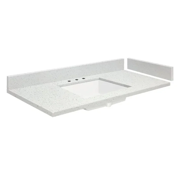 24.75 in. W x 22.25 in. D Quartz Vanity Top in Milan White with White Basin and Widespread