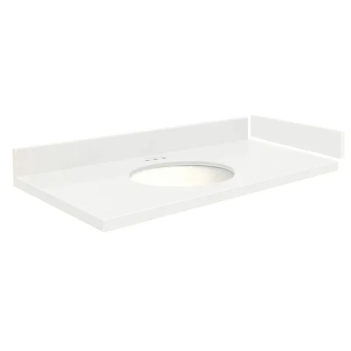 24.75 in. W x 22.25 in. D Quartz Vanity Top in Natural White with 4 in. Centerset
