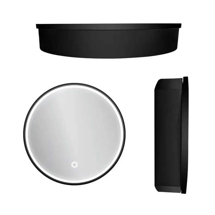 24 in. W x 24 in. H LED Anti Fog Round Black Aluminum and Iron Recessed/Surface Mount Medicine Cabinet with Mirror