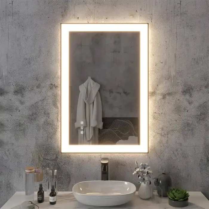 24 in. W x 36 in. H Rectangular Aluminum Framed Light Dimmable Anti-Fog LED Wall Bathroom Vanity Mirror in Black