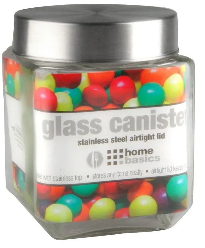 24 Pieces Home Basics 40 Oz. Square Glass Canister With Brushed Stainless Steel ScreW-On Lid Clear – Food Storage Containers