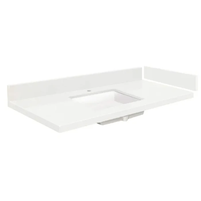 25.25 in. W x 22.25 in. D Quartz Vanity Top in Natural White with Single Hole
