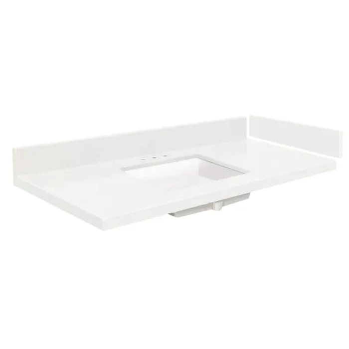 25.25 in. W x 22.25 in. D Quartz Vanity Top in Natural White with Widespread