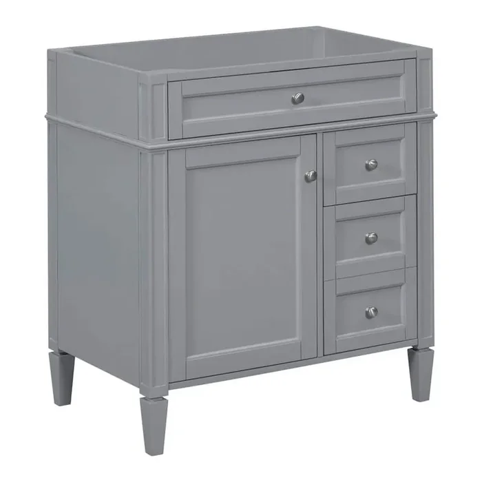 30 in. Bath Vanity Cabinet without Top Sink, w/ 2-Drawer and Shelf, Floor Mount Bathroom Storage Vanity Cabinet in Grey