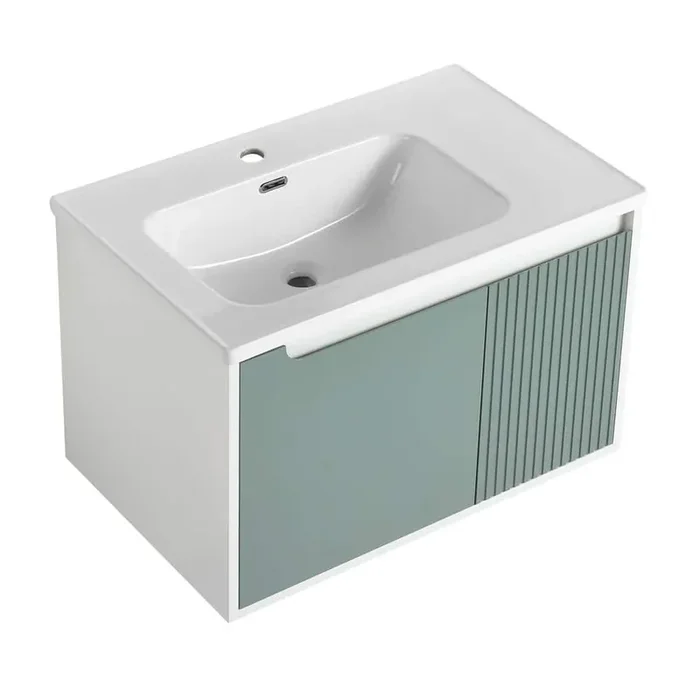 32 in. W x 19.88 in. D x 20.06 in. H Single Sink Bath Vanity in Mint Green W/ White Ceramic Top and Soft Close Door
