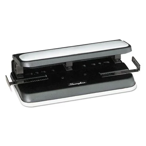 32-sheet Easy Touch Two- To Three-hole Punch With Cintamatic Centering, 9/32 ” Holes, Black/gray