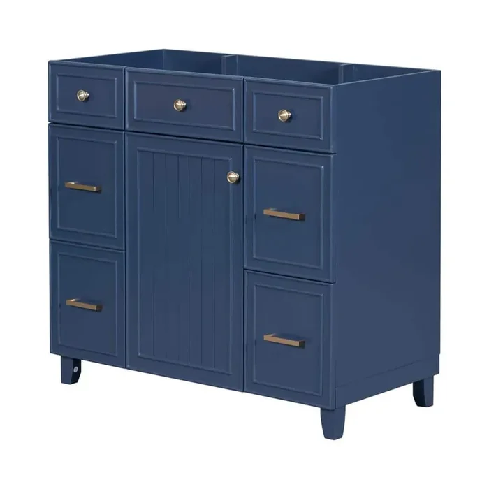 35.4 in. W x 16.65 in. D x 33.3 in. H Bath Vanity Cabinet without Top in Navy Blue