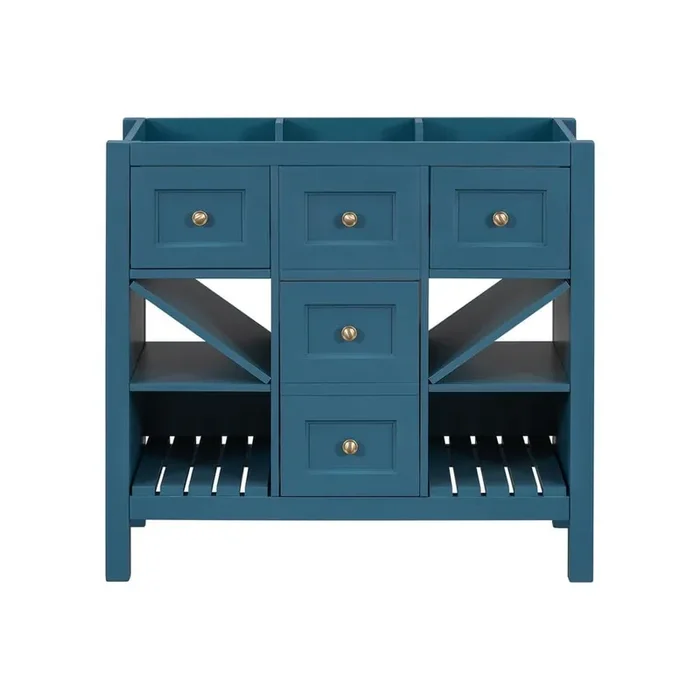 36 in. Bath Vanity Cabinet without Top in Blue Unassembled