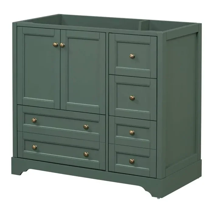 36 in. Green Bath Vanity Cabinet without Top, with 4 Storage Drawers and Shelf, Freestanding Storage Vanity Cabinet