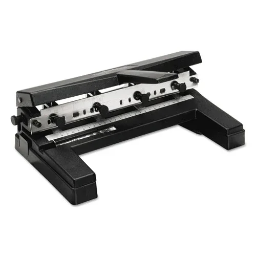 40-sheet Heavy-duty Two- To Four-hole Adjustable Heavy-duty Paper Punch, 9/32 ” Holes, Black