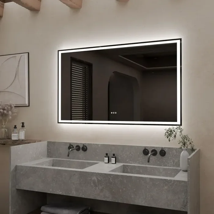 48 in. W x 32 in. H Rectangular Frameless Anti-Fog Dimmable Wall Bathroom Vanity Mirror with Backlit and Front Lit