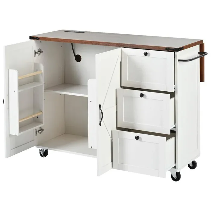 54.5 in. W x 28.75 in. D x 36.5 in. H Bathroom White Linen Cabinet