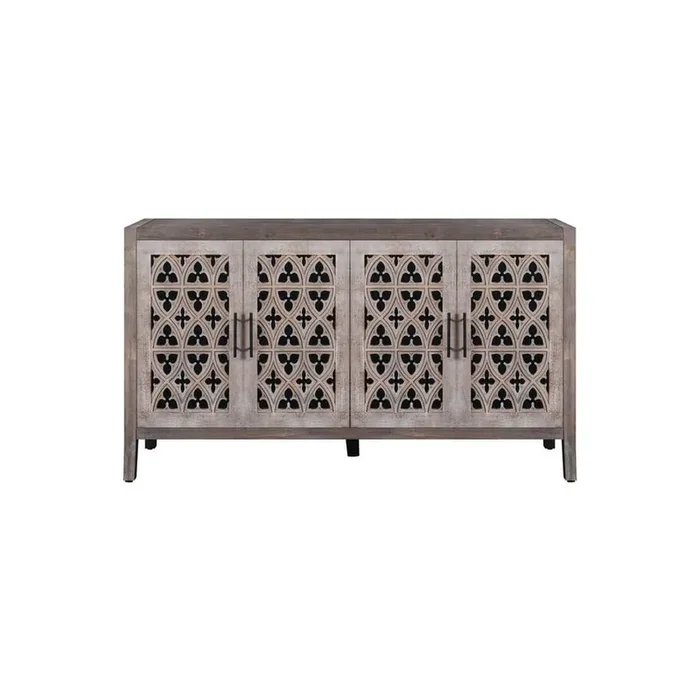 59.8 in. W x 15.7 in. D x 33.9 in. H Antique Brown Country Style Linen Cabinet with 4 Door