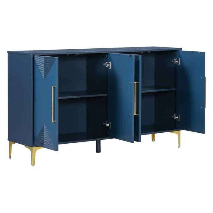 59.8 in. W x 15.7 in. D x 34.6 in. H Bathroom Navy Blue Linen Cabinet