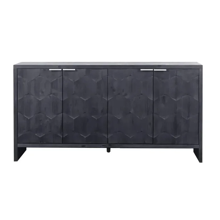 59.84 in. W x 15.75 in. D x 31.5 in. H Antique Black Linen Cabinet with 4 Doors