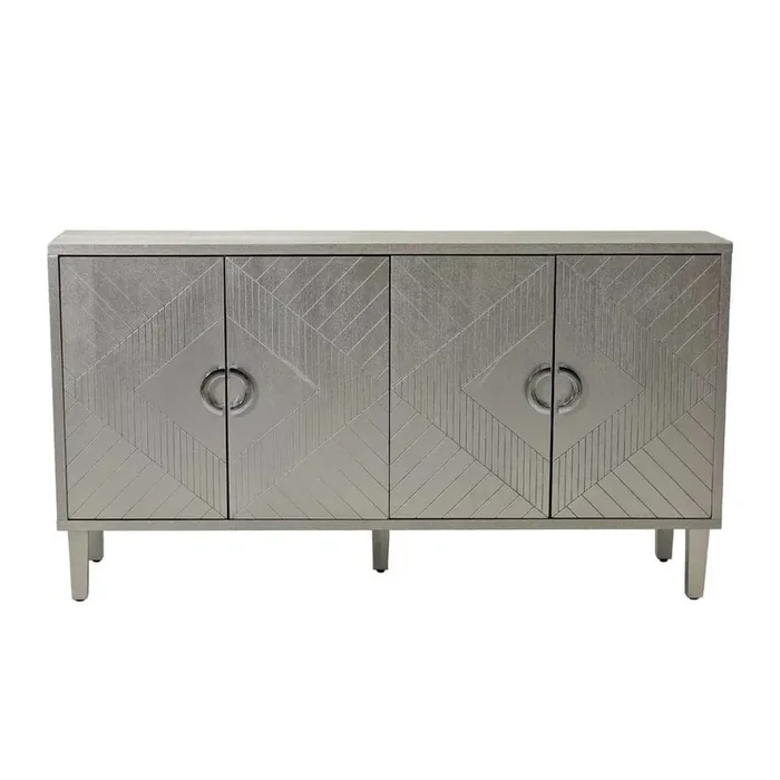 59.84 in. W x 15.75 in. D x 32.48 in. H Gray Linen Cabinet with Pine Legs and MDF