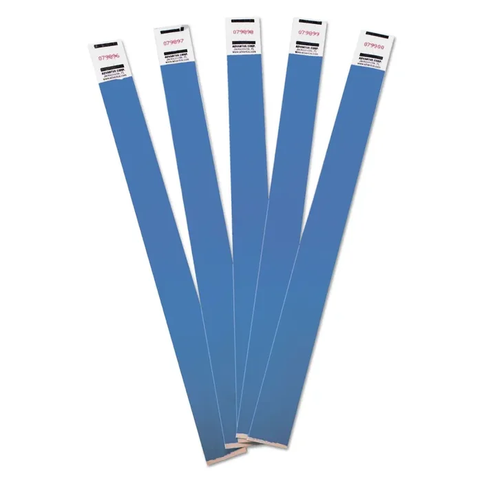 Advantus 500-Pack Tyvek Colored Wrist Bands – 3/4‘ Width X 10‘ Length – Rectangle – Blue – Tyvek – 500 / Pack
