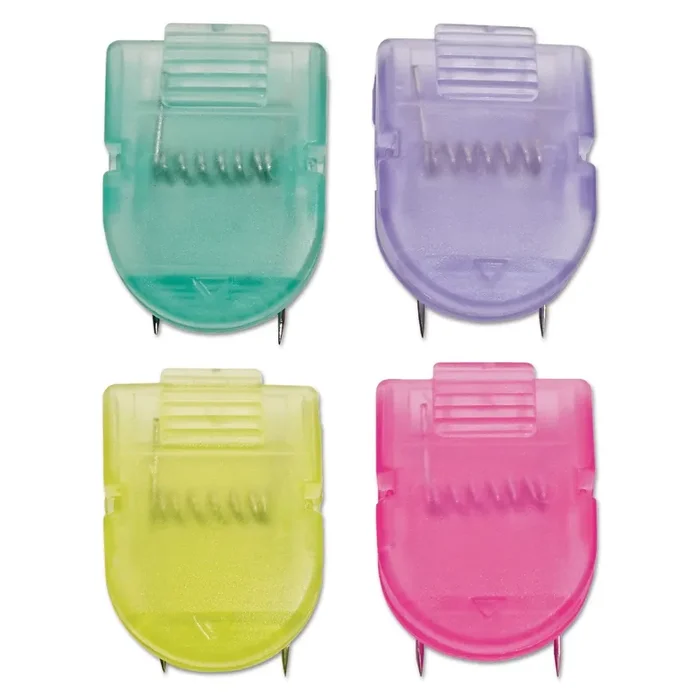 Advantus 75306 Fabric Panel Wall Clips, Standard Size, Assorted Cool Colors, 4/Pack