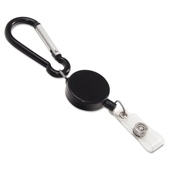 Advantus 76349 Metal Badge Reel/Carabiner Set, 24-Inch Extension, Black, 5/Pk