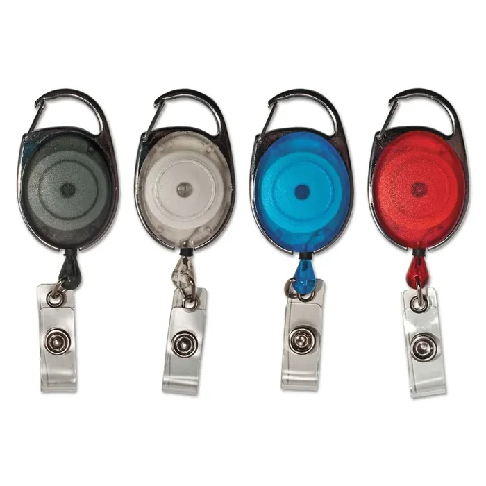 Advantus Retractable Carabiner Id Reels, Assorted Colors, Pack Of 20