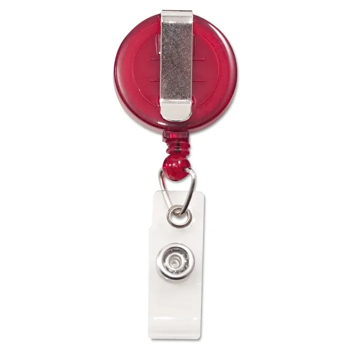Advantus Retracting Id Card Reel With Belt Clip, Extends 30 Inches, Translucent Red, Box Of 12 (75471)