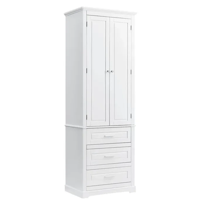 Alesx 24 in. W x 15.7 in. D x 70 in. H White Linen Cabinet
