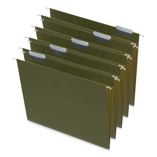 Box Bottom Hanging File Folders, 1 ” Capacity, Letter Size, 1/5-cut Tabs, Standard Green, 25/box